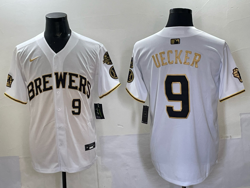 Men Milwaukee Brewers #9 Uecker white Nike MLB 2025 Jersey 001->milwaukee brewers->MLB Jersey